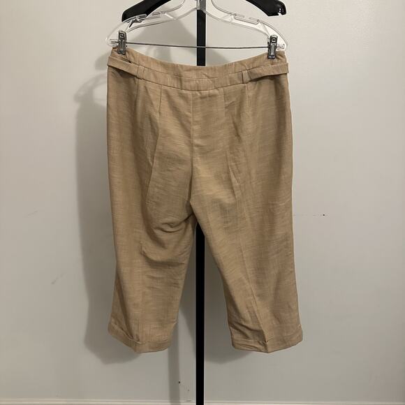 Khaki Larry Levine Cotton Capri Pants With Enamel Buttons Sz 12 - Picture 3 of 3